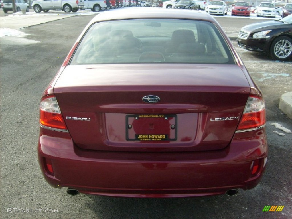2009 Legacy 2.5i Sedan - Ruby Red Pearl / Off Black photo #8