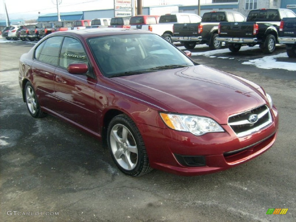 2009 Legacy 2.5i Sedan - Ruby Red Pearl / Off Black photo #11