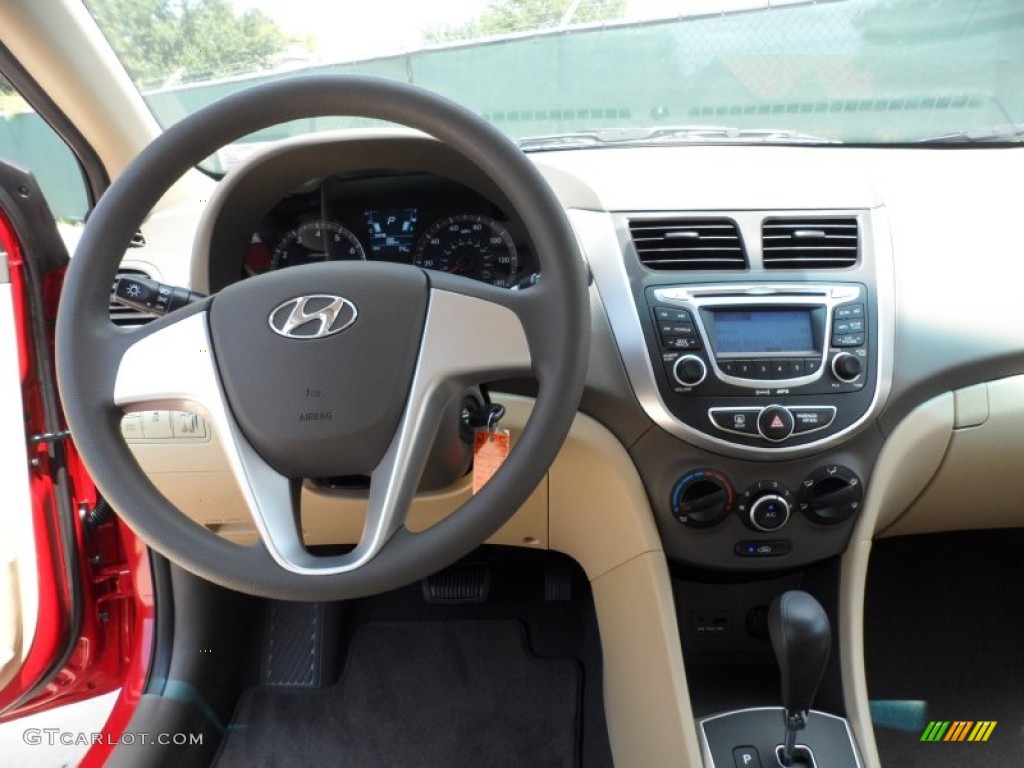 2012 Hyundai Accent GLS 4 Door Beige Dashboard Photo #52531440
