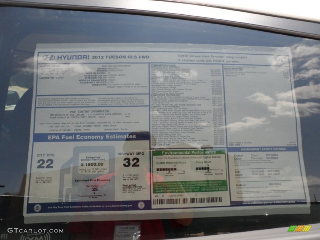 2012 Hyundai Tucson GLS Window Sticker Photo #52532148
