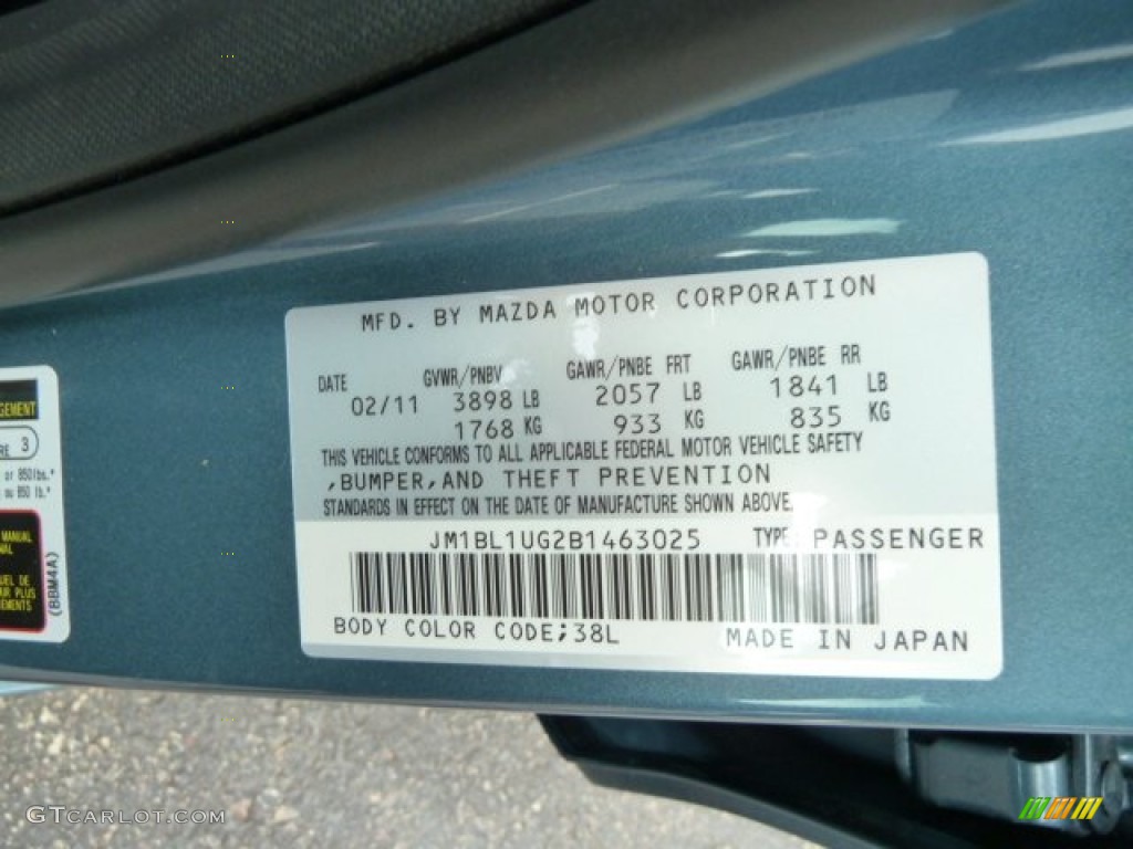 2011 MAZDA3 Color Code 38L for Gunmetal Blue Mica Photo #52535109