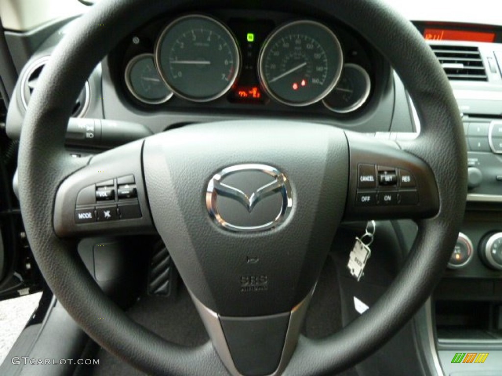 2012 Mazda MAZDA6 i Sport Sedan Black Steering Wheel Photo #52537902