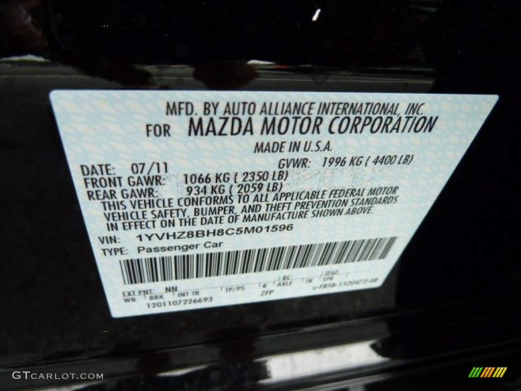 2012 MAZDA6 Color Code NN for Ebony Black Photo #52537923