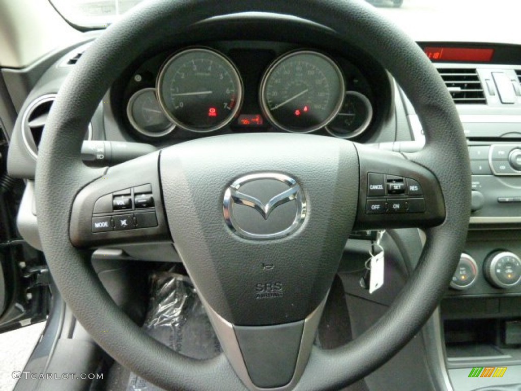 2012 Mazda MAZDA6 i Sport Sedan Black Steering Wheel Photo #52538181