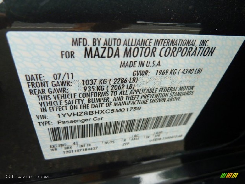 2012 MAZDA6 Color Code 41E for Polished Slate Photo #52538217