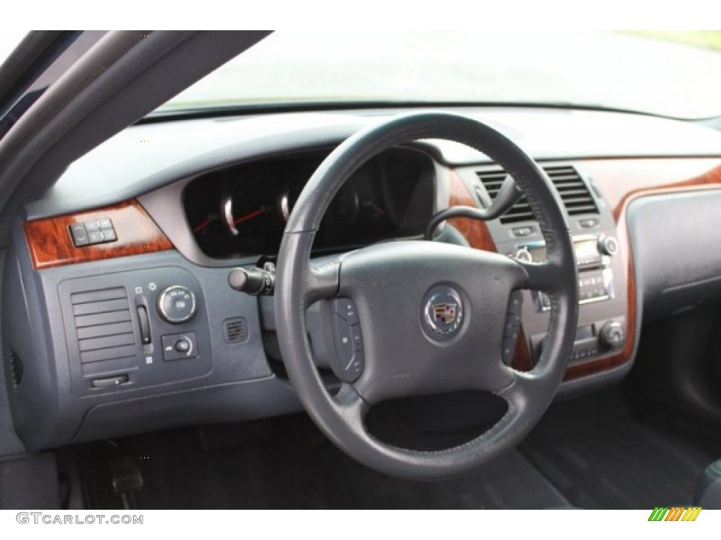 2006 Cadillac DTS Limousine Midnight Blue Steering Wheel Photo #52554455