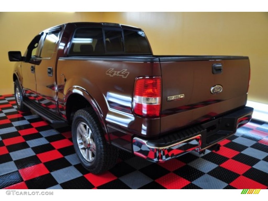 2005 F150 Lariat SuperCrew 4x4 - Dark Toreador Red Metallic / Black photo #3