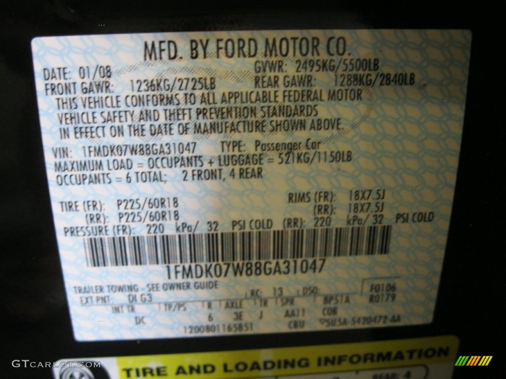 2008 Taurus X Color Code DI for Dark Ink Blue Metallic Photo #52556735