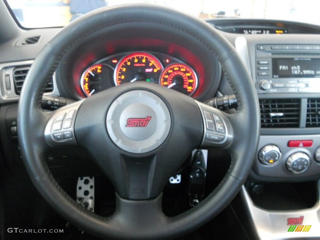 2008 Subaru Impreza WRX STi Carbon Black/Graphite Gray Alcantara Steering Wheel Photo #52569128