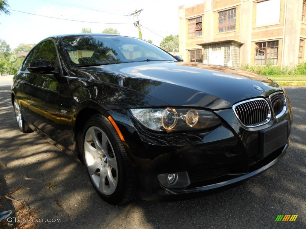 2008 3 Series 328xi Coupe - Black Sapphire Metallic / Coral Red/Black photo #2