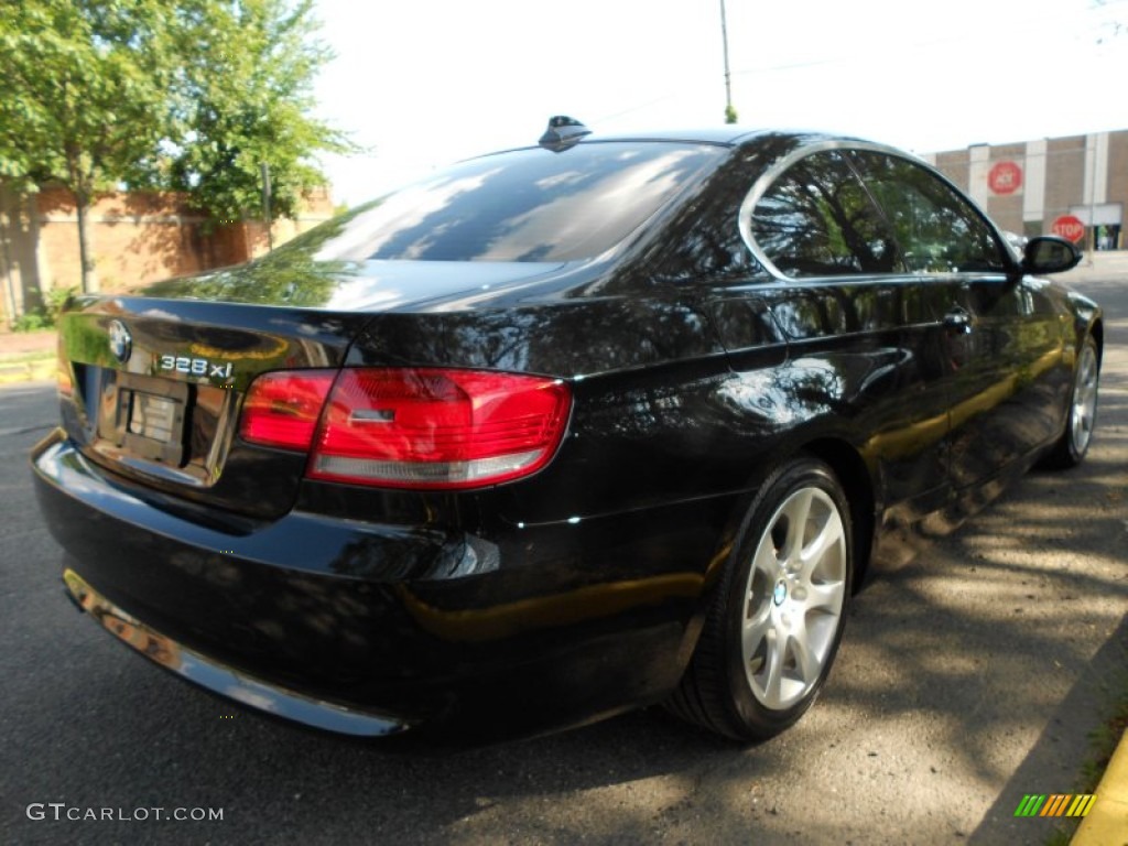 2008 3 Series 328xi Coupe - Black Sapphire Metallic / Coral Red/Black photo #3