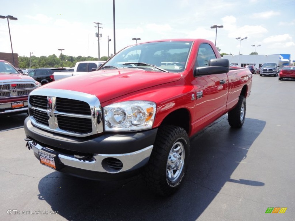 2008 Ram 2500 SXT Regular Cab 4x4 - Flame Red / Medium Slate Gray photo #3