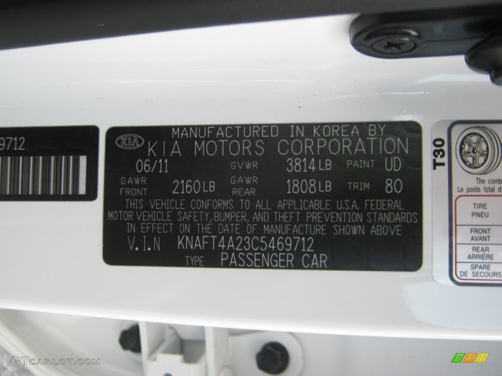 2012 Forte Color Code UD for Clear White Photo #52575389