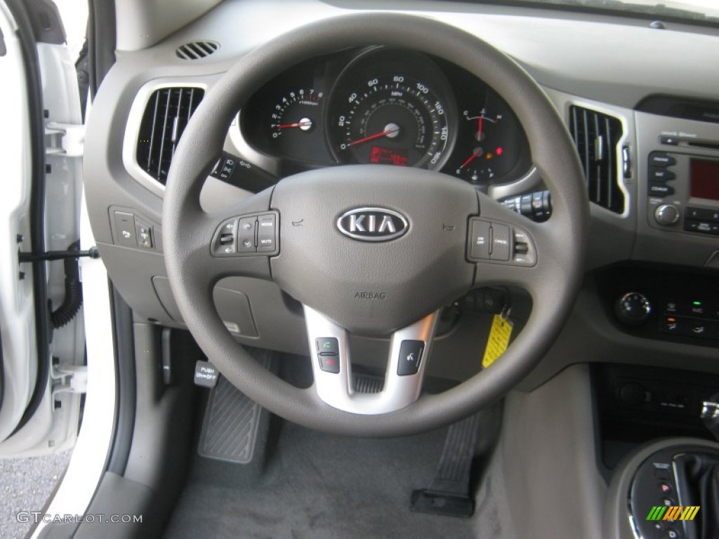 2012 Kia Sportage LX Alpine Gray Steering Wheel Photo #52575539