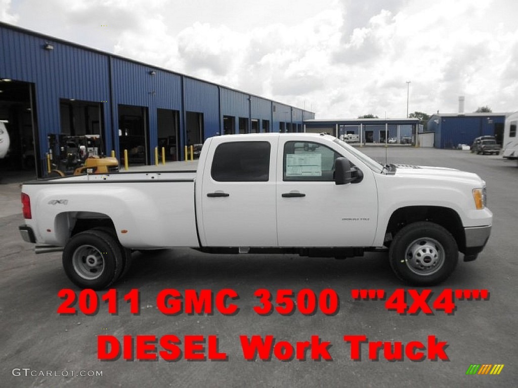 2011 Sierra 3500HD Work Truck Crew Cab 4x4 Dually - Summit White / Dark Titanium photo #1