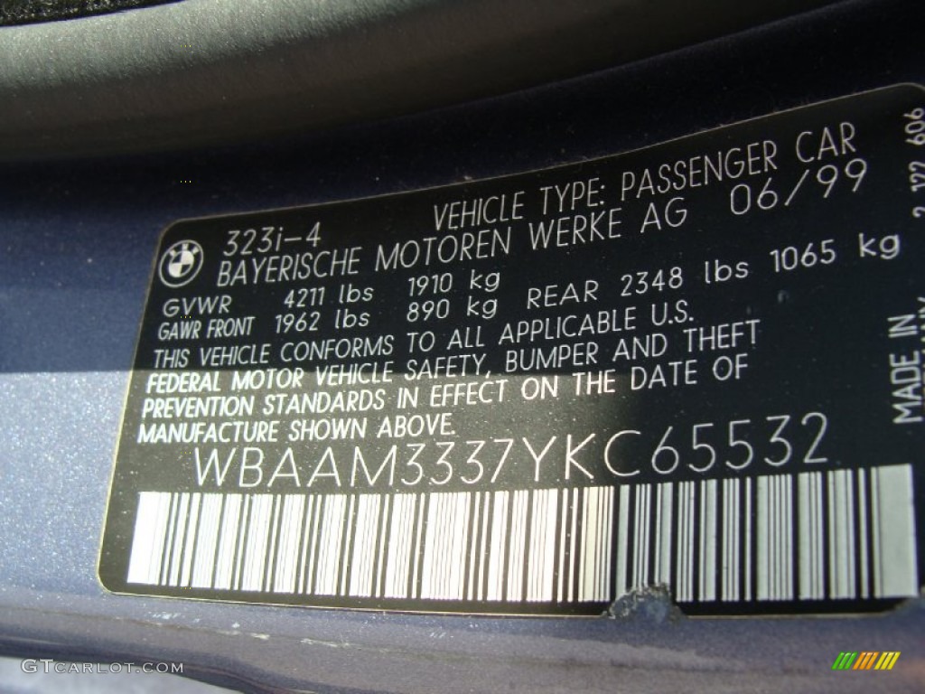 2000 3 Series 323i Sedan - Steel Blue Metallic / Grey photo #18