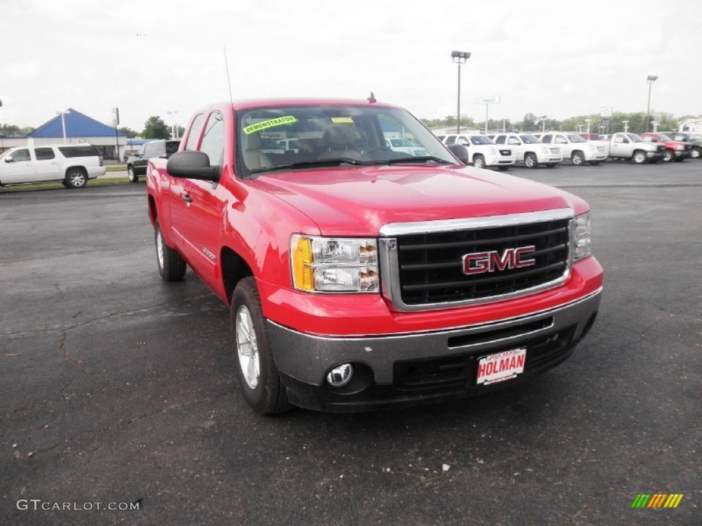 2011 Sierra 1500 SLE Extended Cab - Fire Red / Ebony/Light Cashmere photo #2