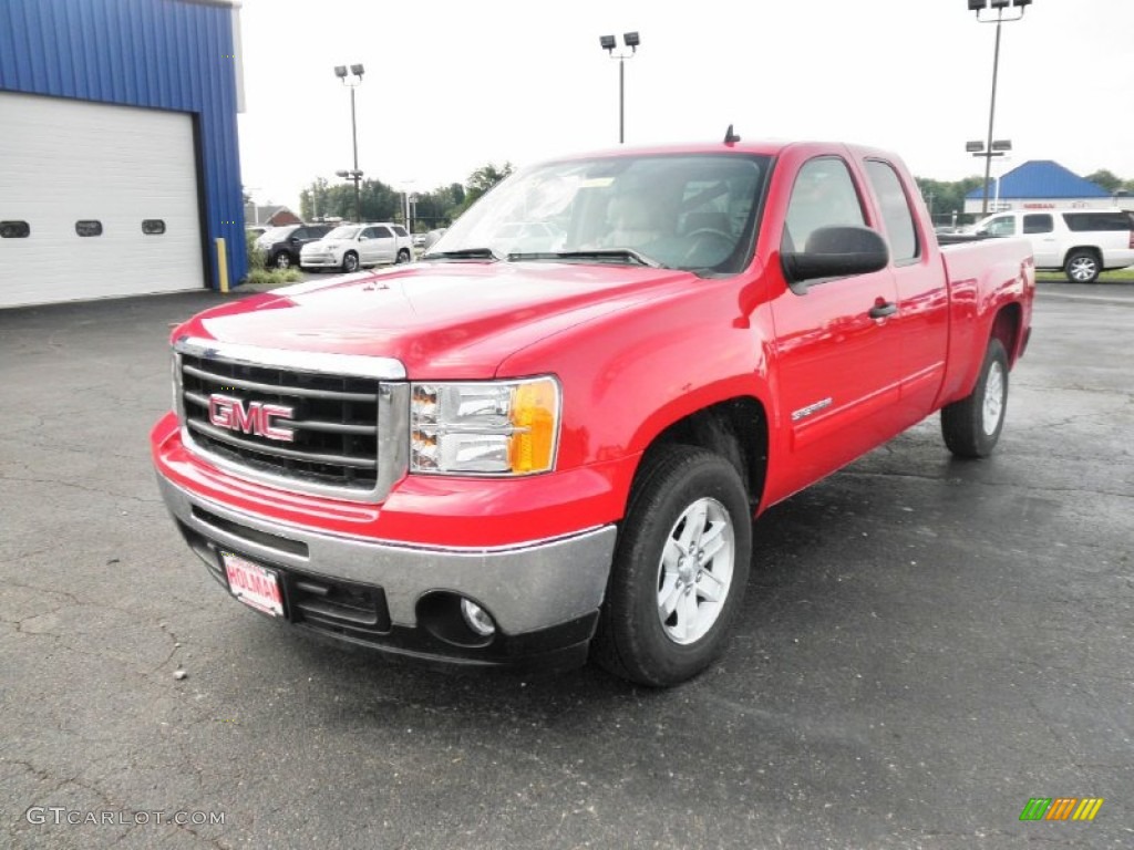 2011 Sierra 1500 SLE Extended Cab - Fire Red / Ebony/Light Cashmere photo #3