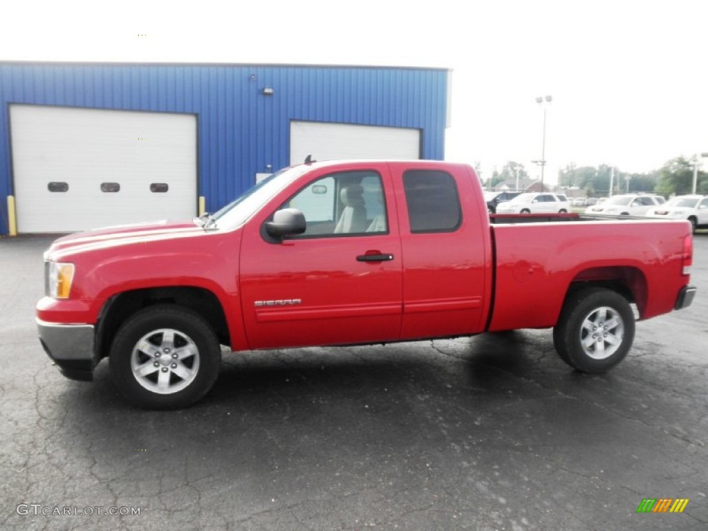 2011 Sierra 1500 SLE Extended Cab - Fire Red / Ebony/Light Cashmere photo #4