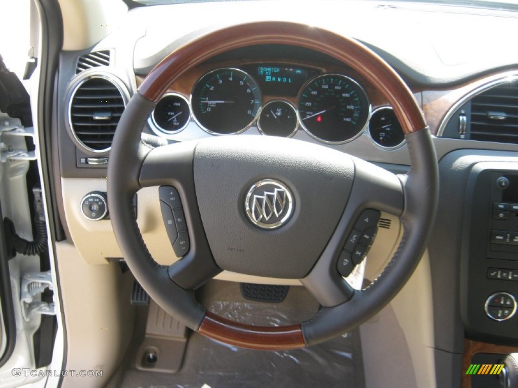 2012 Buick Enclave FWD Cashmere Steering Wheel Photo #52581791