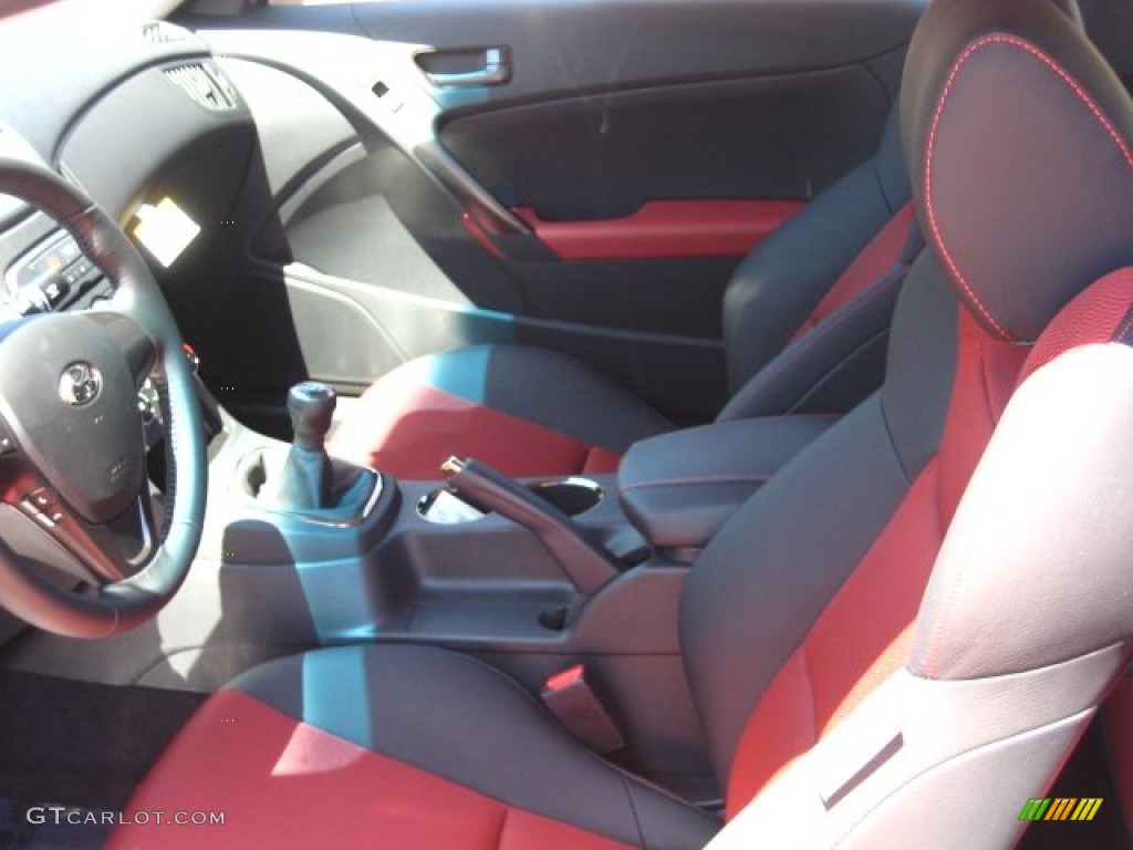 Black Leather/Red Cloth Interior 2012 Hyundai Genesis Coupe 3.8 R-Spec Photo #52582250