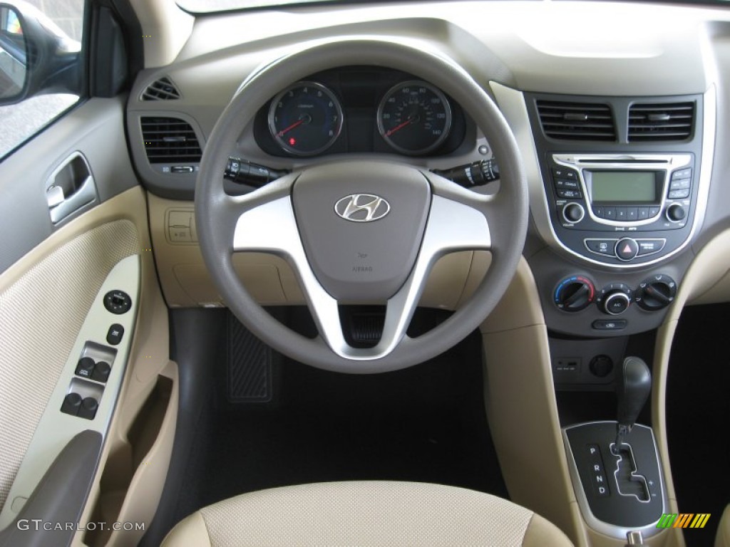 2012 Hyundai Accent GLS 4 Door Beige Dashboard Photo #52583876