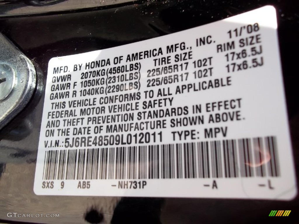 2009 CR-V EX 4WD - Crystal Black Pearl / Black photo #23