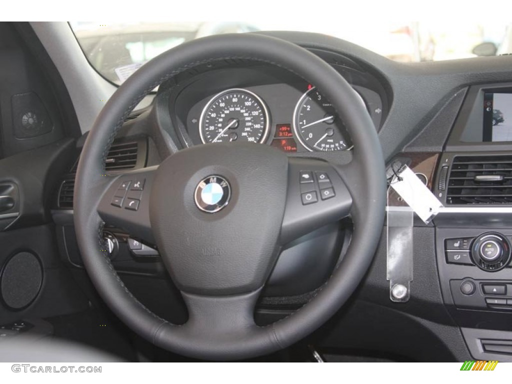 2012 BMW X5 xDrive35i Premium Black Steering Wheel Photo #52586756