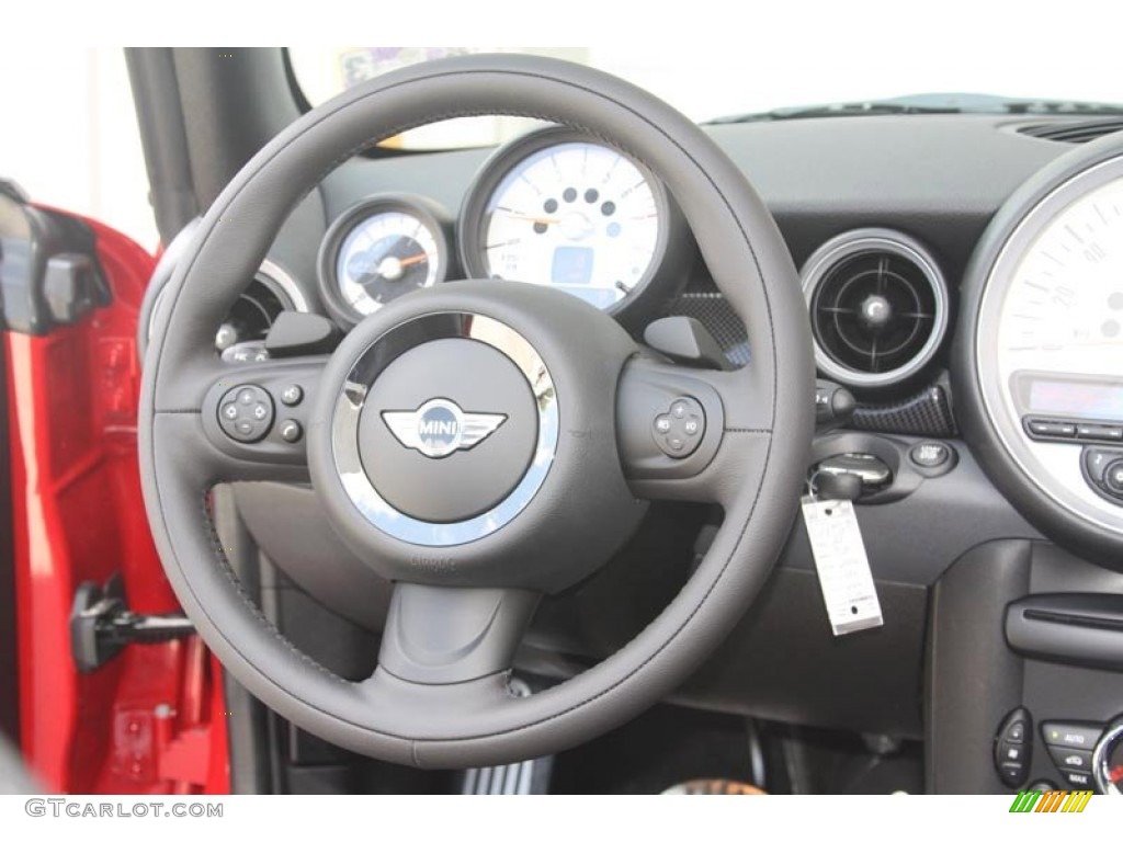 2012 Mini Cooper S Convertible Carbon Black Steering Wheel Photo #52587908