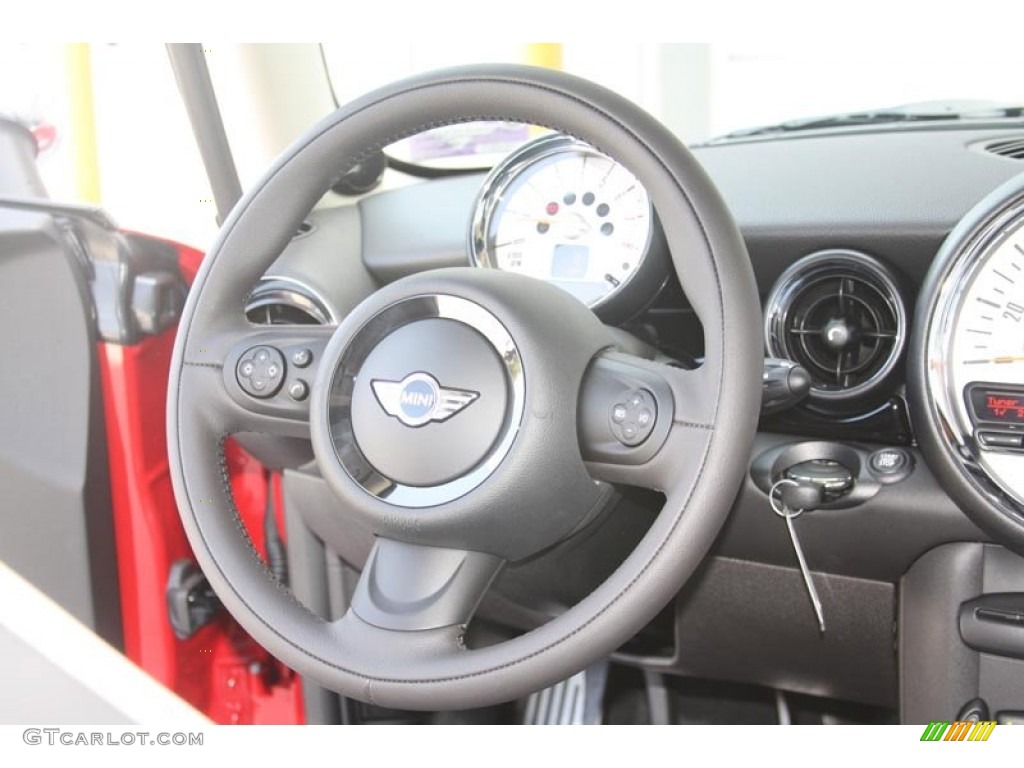 2012 Mini Cooper S Hardtop Carbon Black Lounge Leather Steering Wheel Photo #52588268