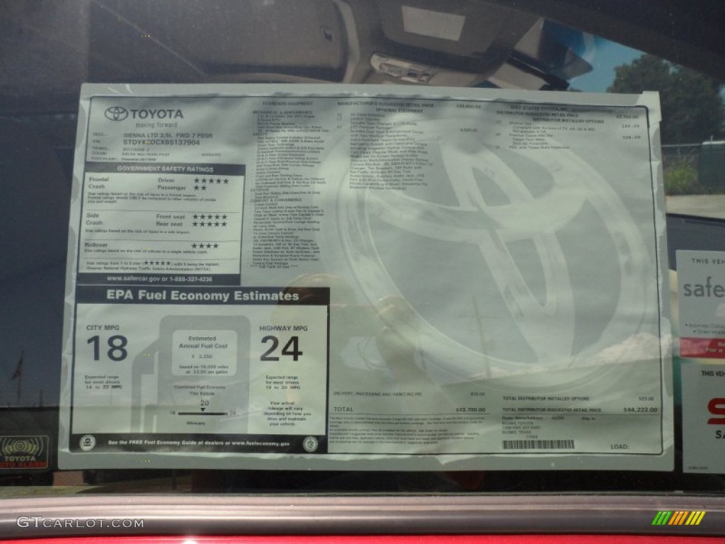 2011 Sienna Limited - Salsa Red Pearl / Bisque photo #47