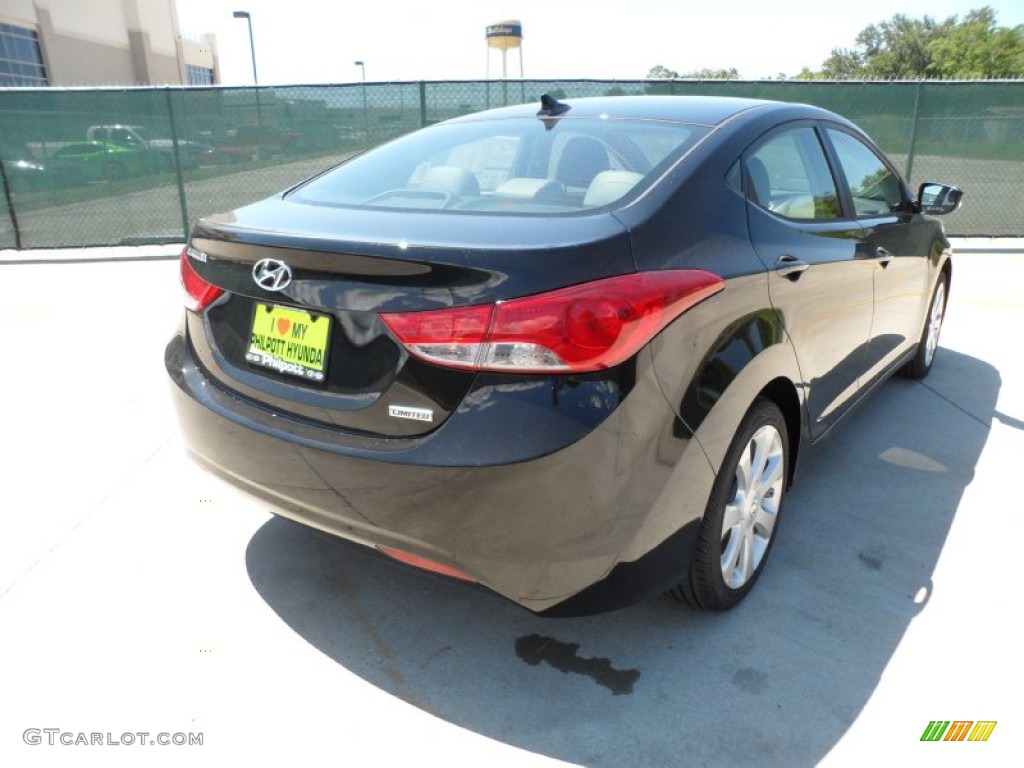 2012 Elantra Limited - Midnight Black / Gray photo #3