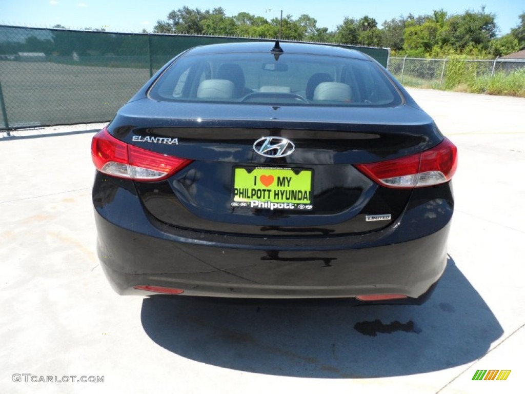 2012 Elantra Limited - Midnight Black / Gray photo #4