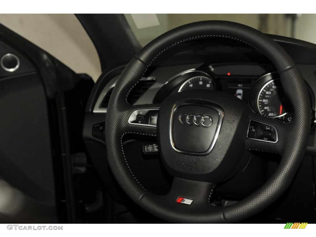 2010 Audi A5 3.2 quattro Coupe Black Steering Wheel Photo #52593191