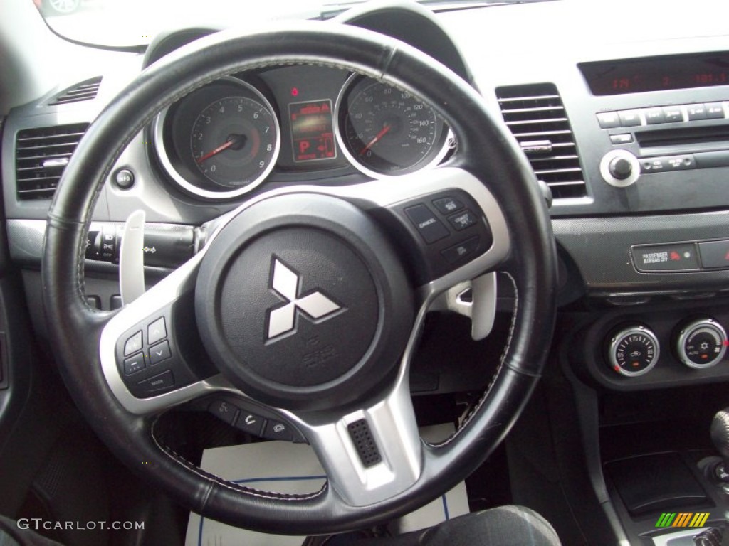2009 Mitsubishi Lancer RALLIART Black Steering Wheel Photo #52594457
