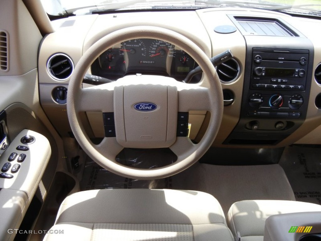2007 Ford F150 XLT SuperCab Tan Steering Wheel Photo #52594499