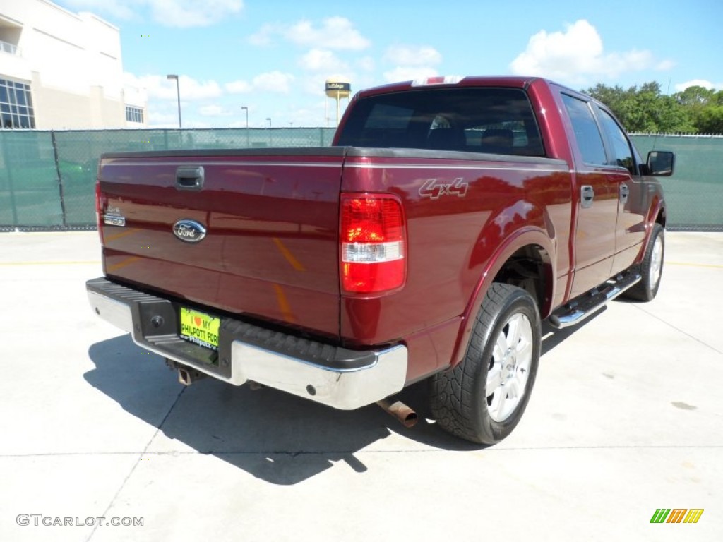 2006 F150 Lariat SuperCrew 4x4 - Dark Toreador Red Metallic / Black photo #3