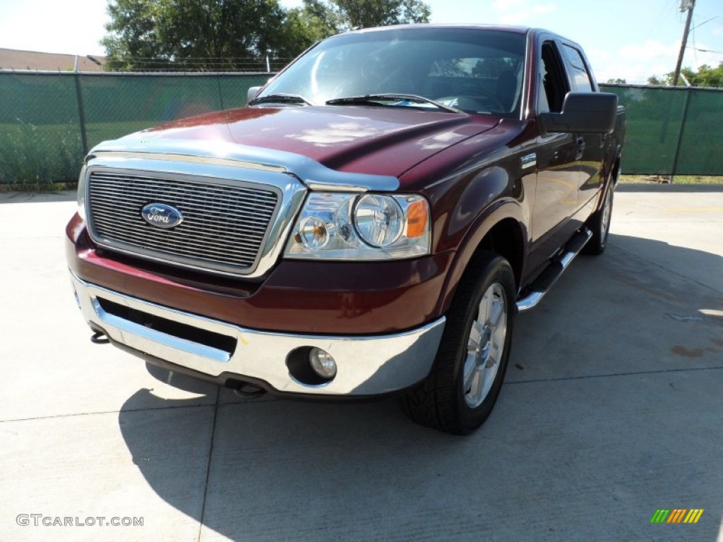 2006 F150 Lariat SuperCrew 4x4 - Dark Toreador Red Metallic / Black photo #7