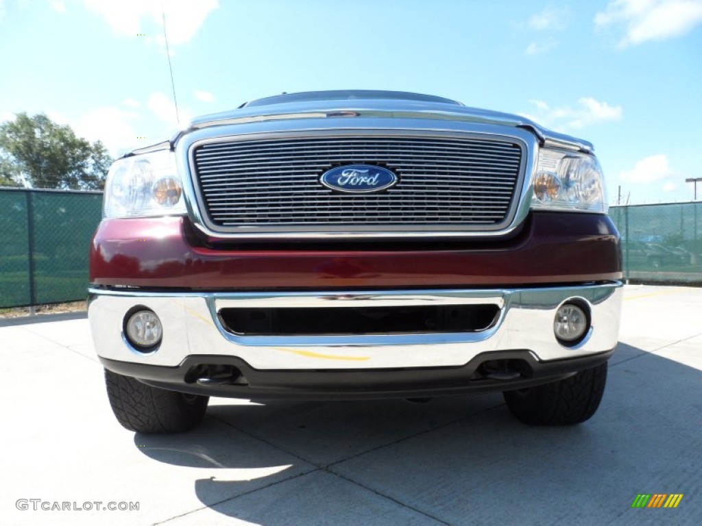 2006 F150 Lariat SuperCrew 4x4 - Dark Toreador Red Metallic / Black photo #9