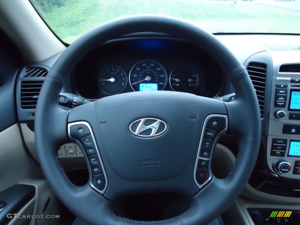 2011 Hyundai Santa Fe Limited AWD Beige Steering Wheel Photo #52597412