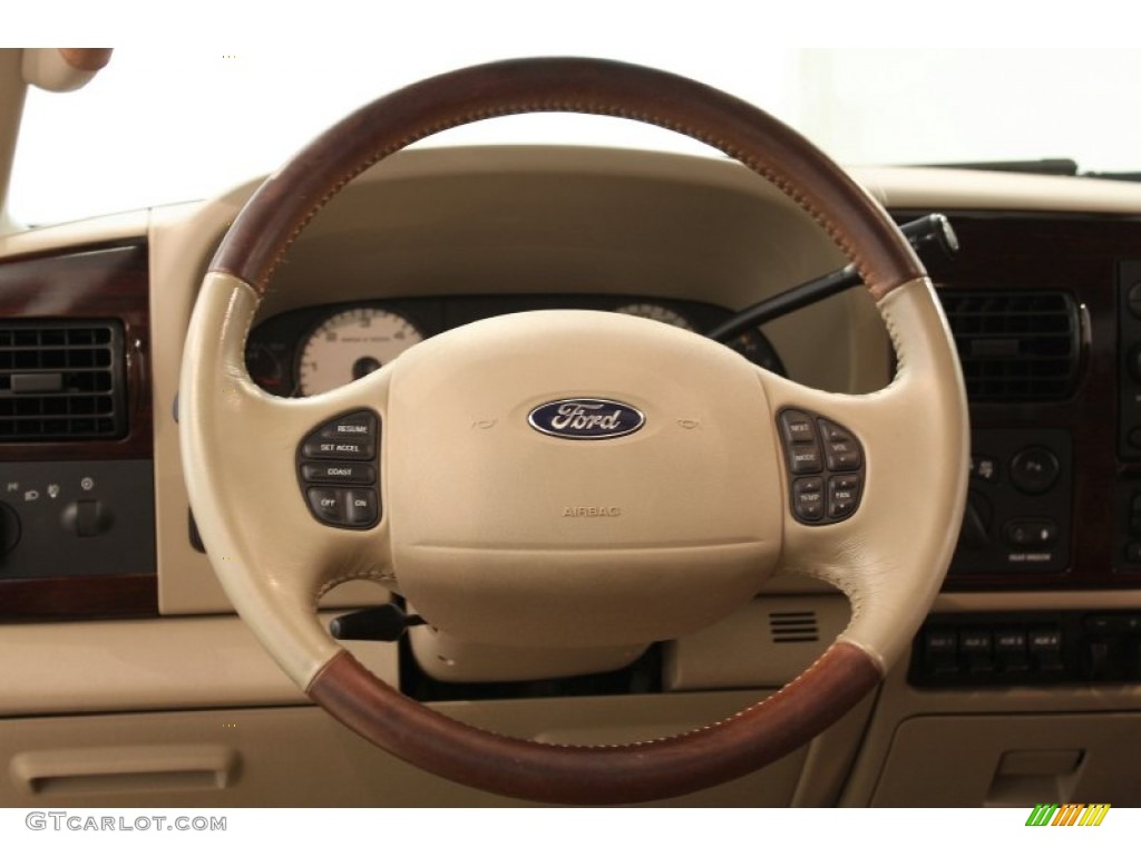 2005 Ford F250 Super Duty King Ranch FX4 Crew Cab 4x4 Castano Brown Leather Steering Wheel Photo #52601582
