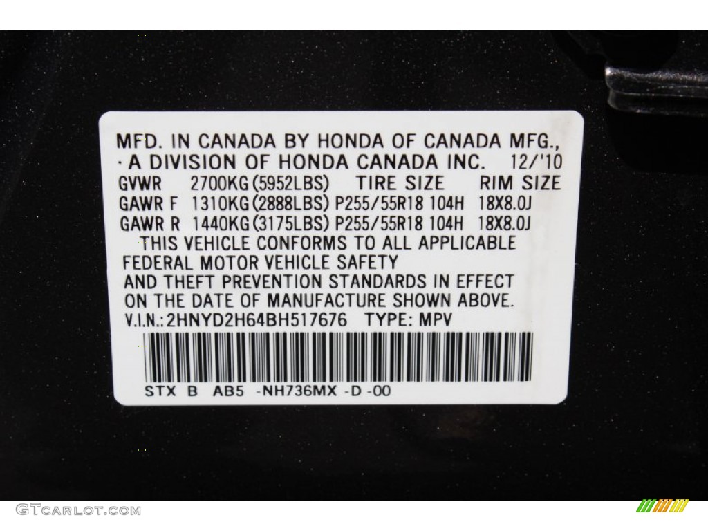 2011 MDX Color Code NH736MX for Grigio Metallic Photo #52602611