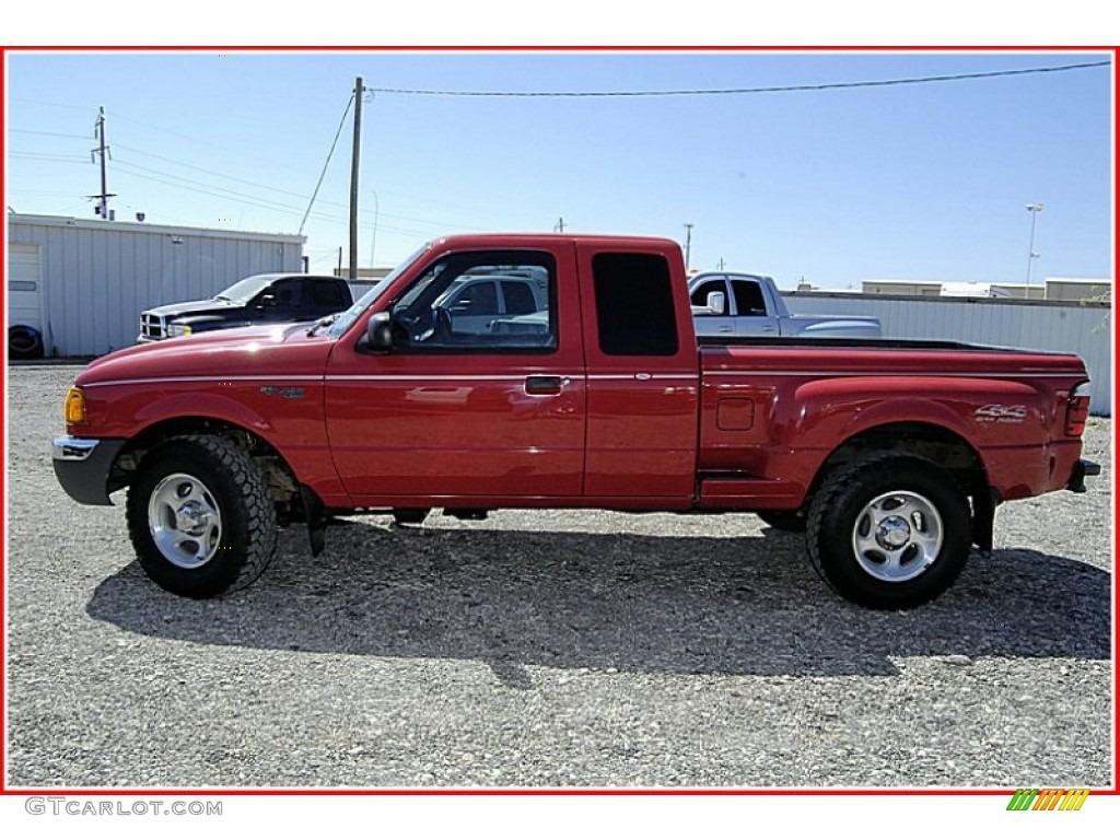 2001 Ranger XLT SuperCab 4x4 - Bright Red / Dark Graphite photo #2