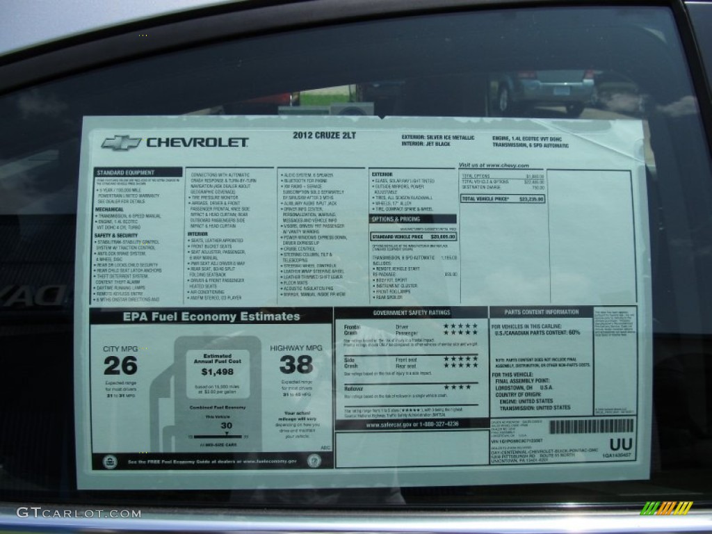 2012 Chevrolet Cruze LT/RS Window Sticker Photo #52612559