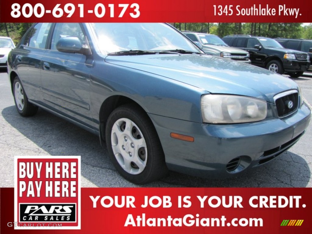 2002 Elantra GLS Sedan - Cobalt Blue / Beige photo #4