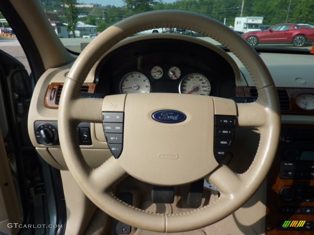 2005 Ford Five Hundred Limited AWD Pebble Beige Steering Wheel Photo #52628789