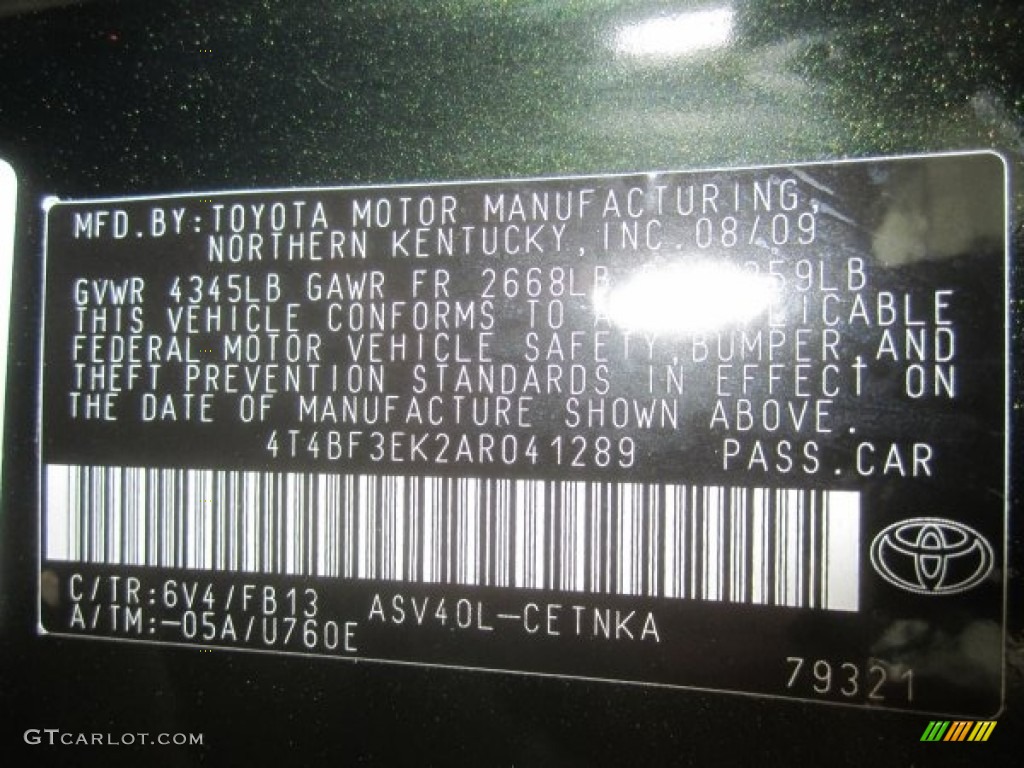 2010 Camry Color Code 6V4 for Spruce Mica Photo #52630052