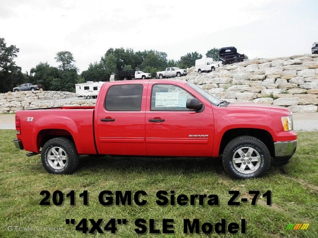 2011 Sierra 1500 SLE Crew Cab 4x4 - Fire Red / Ebony photo #1