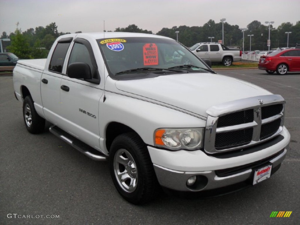 2003 Ram 1500 SLT Quad Cab - Bright White / Taupe photo #5