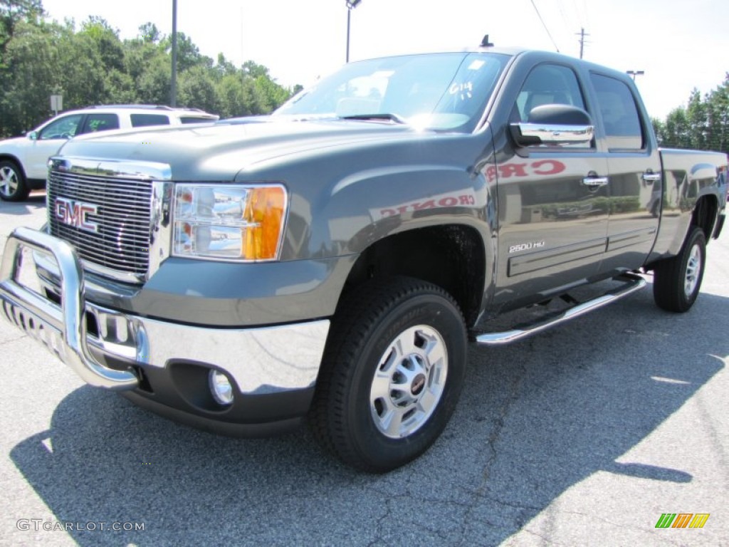 2011 Sierra 2500HD SLE Crew Cab 4x4 - Gray Green Metallic / Ebony photo #3